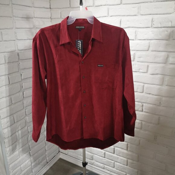 NWT West Coast Connection Men's Size Large Red Button Front Shirt - Picture 1 of 11